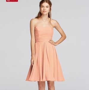 Short Strapless Pleated Bodice Dress
